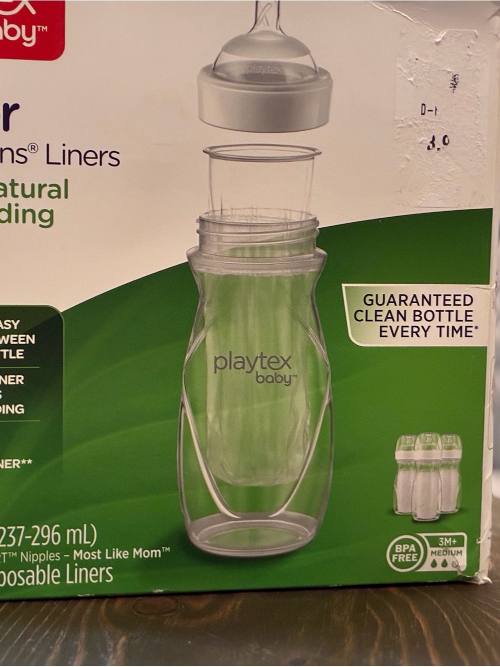 Playtex Baby Clear Feeding Bottle with Green Accent Graphics